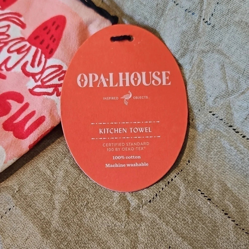 Opalhouse Pink Red Kitchen Towel 100% Cotton NWT 🎯